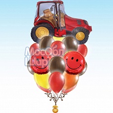 Букет из шаров  "Веселый трактор" Красный 